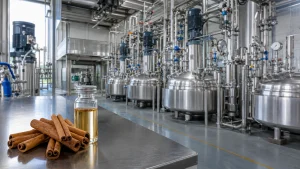 Modern chemical production equipment with cinnamon raw materials, representing consistent cinnamon-series manufacturing.